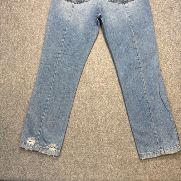 Women's Free People Distressed Patchwork Straight Leg Denim Jeans Size 29 - Picture 6 of 9